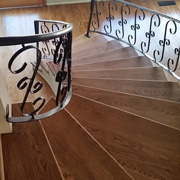 curved wood floor staircase